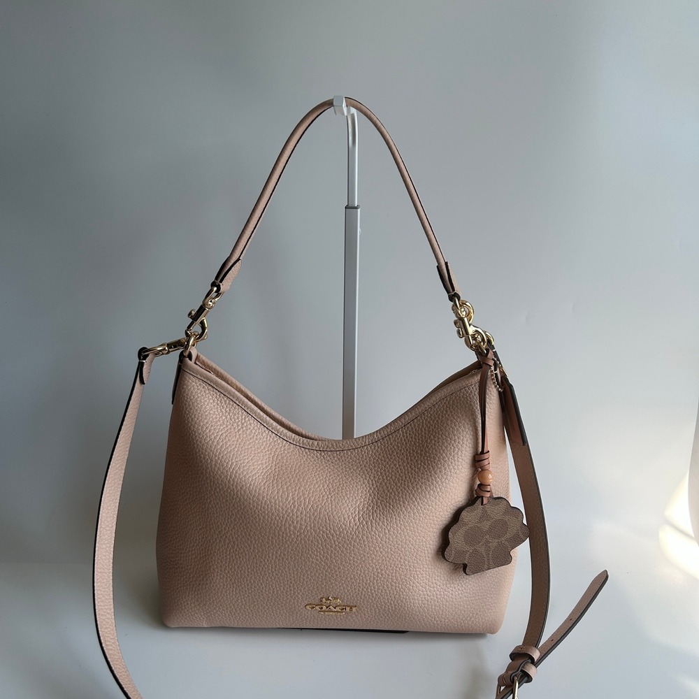 Coach Laurel Shoulder Bag Cream Tan Pebbled Leather Bag CBH81